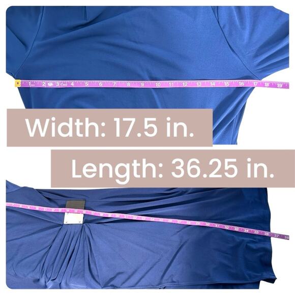 Michael Kors | Blue Long Sleeve Draped Stretch Dress - M - Picture 7 of 8